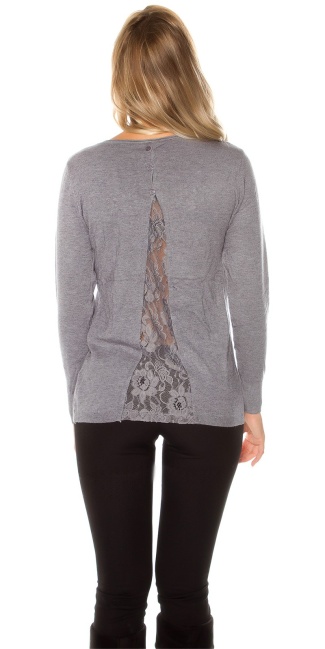 Trendy pulli LONDON with lace Grey